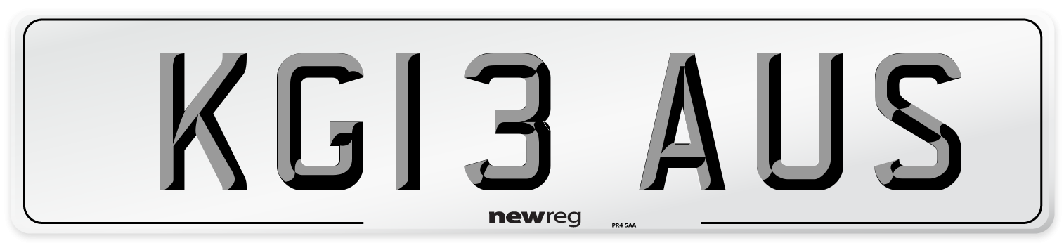 KG13 AUS Number Plate from New Reg